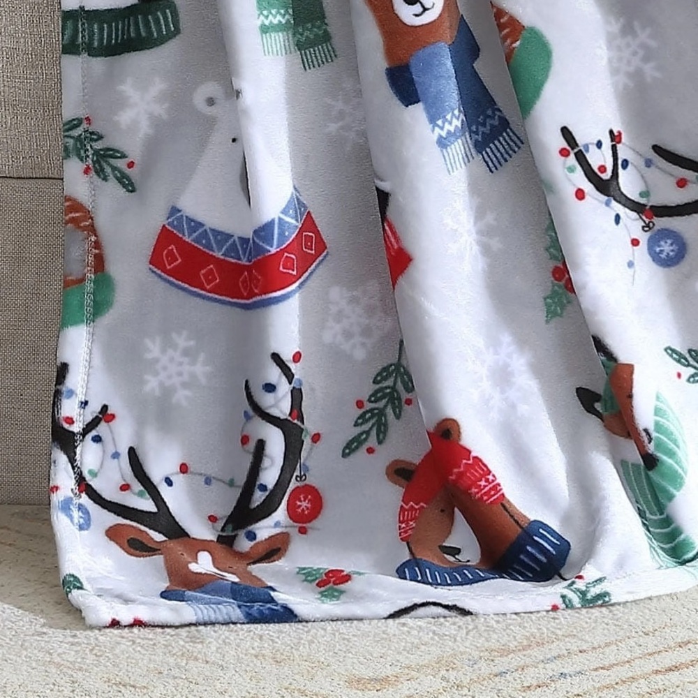 Festive Gray Holiday Throw Blanket - Picture 3 of 4
